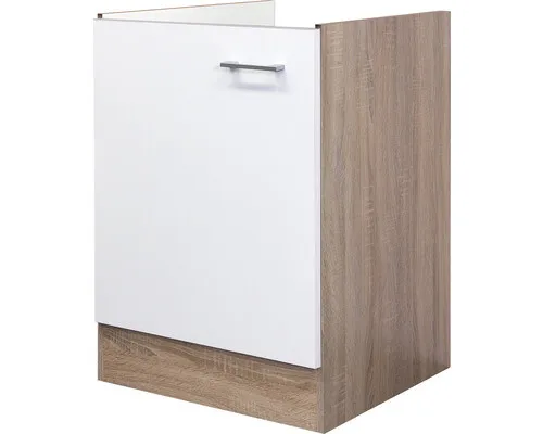 Flex Well Spülenschrank Samoa 50 x 57 x 82 cm - Küchenschrank in elegantem Weiß matt, perfekt für kleine Küchen mit praktischem zerlegbaren Design und optimalem Stauraum.