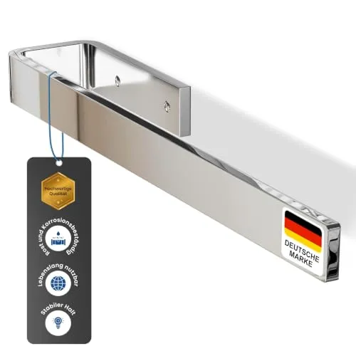 rtmr Handtuchhalter Schrankmontage, zum Bohren, Chrom, Premium Gästehandtuchhalter aus Aluminium, 32 cm, Handtuchstange, platzsparend, Ideal für Bad & Gäste-WC