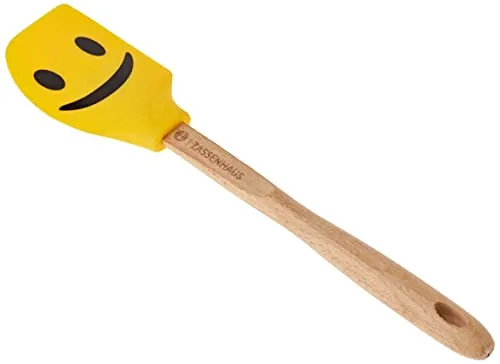 Zassenhaus Smily Teigschaber aus Buche und Silikon in der Farbe Braun-Gelb, Maße: 30,5cm x 6cm x 1,8cm, 056662