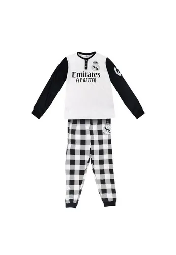 Disney Schlafanzug Real Madrid Premium Langarm-Pyjama – Weich und Bequem in Weiß (Set) Größe S - Stylischer Schlafanzug für Fans von Real Madrid. Aus weichem Single-Jersey, ideal für gemütliche Nächte. Perfekt für entspannte Abende und sportlichen Look.