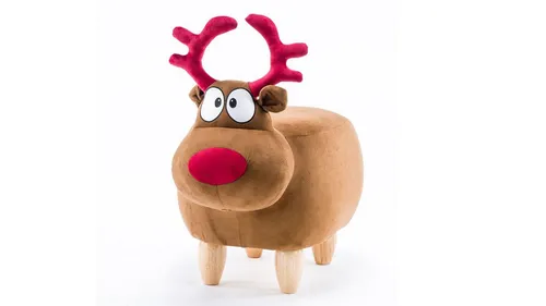 Möbel Akut Kinderhocker Tierhocker Rentier braun rot Kinderhocker Massivholz natur