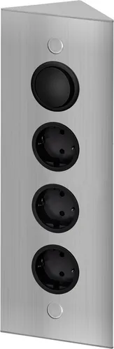 THEBO 3-fach Energie-Ecksäule STS 3007/320 in Edelstahl mit Schalter / Ecksteckdosen / Steckdosenleiste / Steckdosen