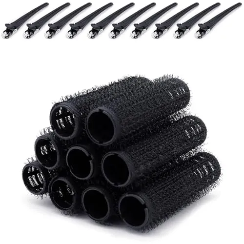 Fashion Base Lockenwickler, selbstgreifend, klein, 15 mm, Salon-Friseurrollen mit 10 Clip-Werkzeugen für einfaches Styling, 10 Stück in zufälligen Farben für mühelose Locken und Wellen