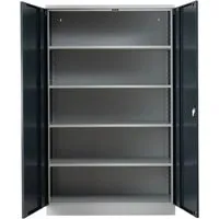 PROREGAL® Mehrzweckschrank Stahlschrank Bee, 195 x 120 x 60cm, Grau-Blau - Robuster Stahlschrank mit 5 verstellbaren Fachböden und einer Traglast von 85 kg pro Ebene. Ideal für Büros und Schulen – direkt montiert und bereit für den Einsatz.