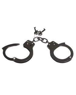 Handschellen vernickelt, beweglich schwarz -NEU-