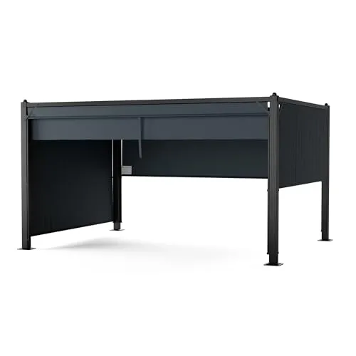 blumfeldt Pavillon Pantheon Cortina - Rechteckiger Gartenpavillon (227x300x400 cm) aus robustem Aluminium mit schützendem Polyesterdach und seitlichen Rollläden – ideal für Garten und Camping.