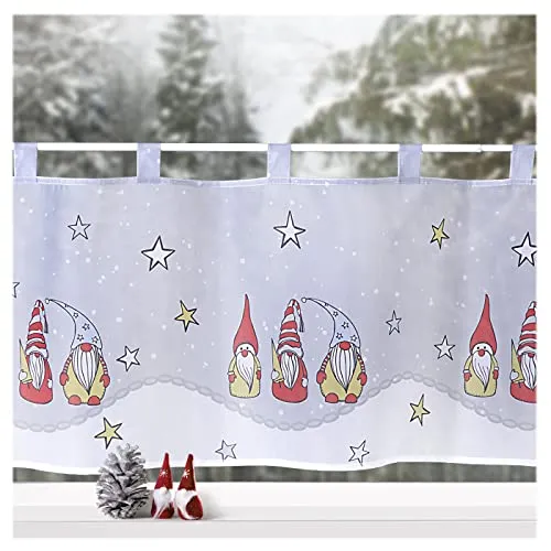 heimtexland ® Scheibengardine Weihnachten Dekoration Fenster-Deko Küchen Gardine 45x120 cm Typ651 (Wichtel 3)