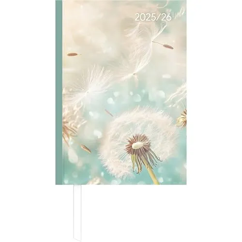 Alpha Edition - Campustimer Blowballs A6 2025/2026 – Semesterplaner A6 (ca. 10,5×14,8 cm) – Studenten- & Schülerkalender Weekly mit robustem Hardcover & Notizseiten – Motiv Pusteblume