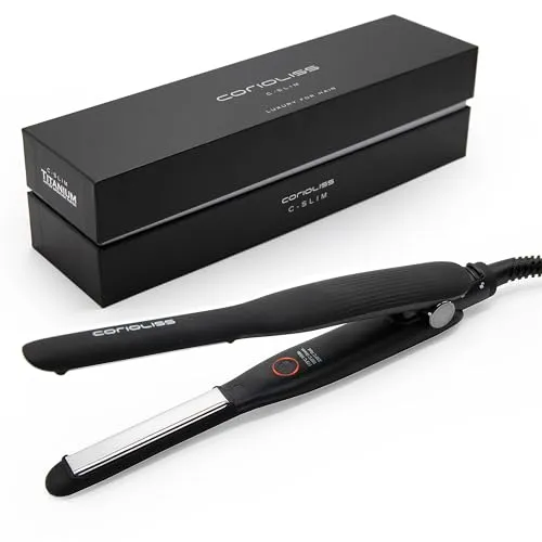 Corioliss Haarglätter Mini C-Slim Extrafeine Titanplatten | Perfekt für Fransen und kurzes Haar | Männer und Frauen | Ionic | Anti-Frizz Schwarz