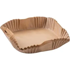 Fackelmann Backpapier für Heißluftfritteusen, 20 x 20 cm, braun, Antihaft-Beschichtung, 50 Stück