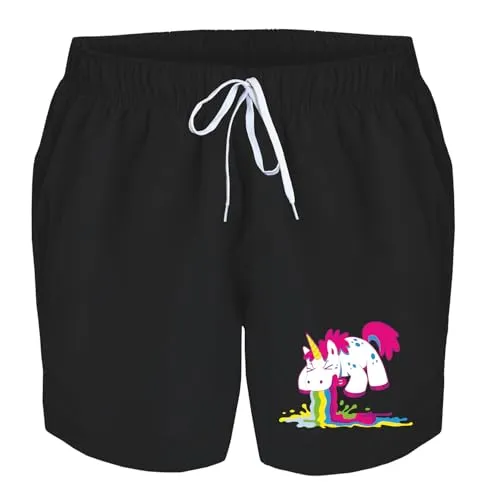 Badehose Herren Kotzendes Einhorn Badeshorts - Moderne Herren Badeshorts aus 100 % Polyester mit stylischem Einhorn-Druck. Leicht und bequem, ideal für Strand und Pool. Der elastische Gummibund sorgt für sicheren Sitz. Perfekt für Sommerabenteuer!