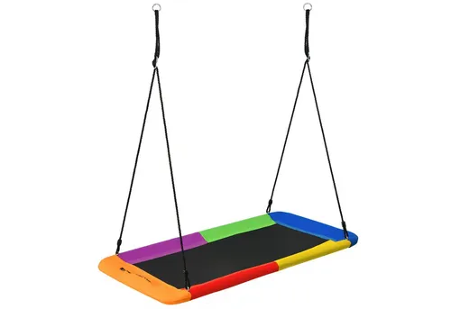 Goplus Nestschaukel - Rechteckige Hängeschaukel für Innen & Außen, 300 kg Tragkraft, 150 x 80 cm - Die Goplus Nestschaukel bietet Platz für die ganze Familie mit einer Tragkraft von 300 kg. Robustes Material und verstellbare Seile garantieren Stabilität und Flexibilität für unbeschwerten Spielspaß im Innen- und Außenbereich.