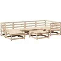 vidaXL 7-tlg. Garten-Sofagarnitur aus massivem Kiefernholz - Braun - Bequeme 7-tlg. Garten-Sofagarnitur aus robustem Kiefernholz für entspannte Stunden im Freien. Flexibles, modulares Design passt sich deinem Außenbereich an.