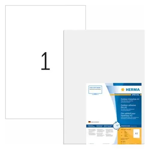 HERMA Folien-Kraftklebe-Etiketten 9544 - 40 Stück, A3 Format 297 x 420 mm, reißfest und wasserabweisend für professionelle Beschriftungen