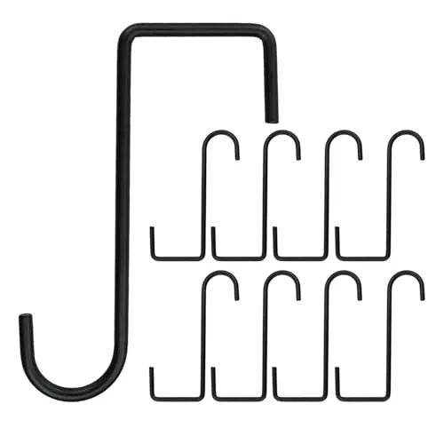 Lemiyoo 8 Stück Gartenhaken, 15,2Cm, Zaunhaken Für Pflanzenhalterung Wand,Schäferhaken,Halterung Für Lichter,Blumenampel,Rankgitter S Haken Groß (schwarz)