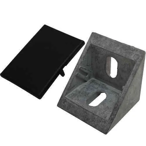 Set Winkel und Abdeckkappe 40 40x40x40 flach M8 Nut 8 Z blank