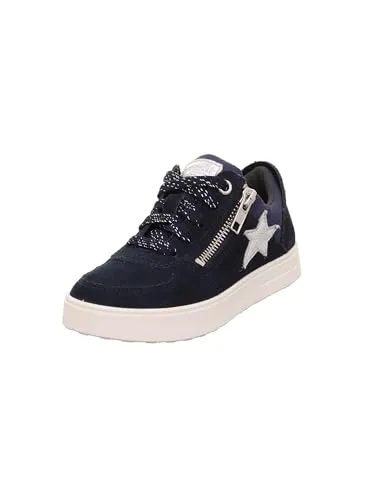 Superfit Mädchen Stella Sneaker, Blau 8010, 28 EU Weit - Sneaker mit herausnehmbarer Einlegesohle aus chromfreiem Leder für ein gesundes Fußklima. Atmungsaktives Textilfutter und individueller Halt durch Schnürung und Reißverschluss.
