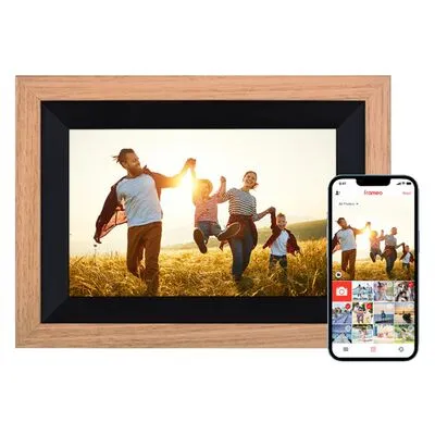 Rollei Smart Frame WiFi 105 - 10.1 Zoll digitaler Bilderrahmen in braunem Holz, mit WiFi und Touchscreen für einfache Foto- und Videoübertragung