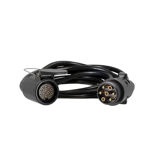 Wiltec Verlängerungskabel 2 m 7-polig auf 13-polig, Anhängerkabel PVC, Elektrokabel Stecker & Buchse, Verlängerungskabel für Anhänger und Wohnwagen