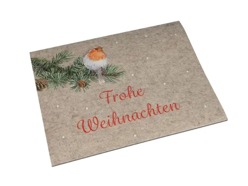 Platzset Rotkehlchen und Frohe Weihnachten rund 35x45cm aus Filz Formano W25