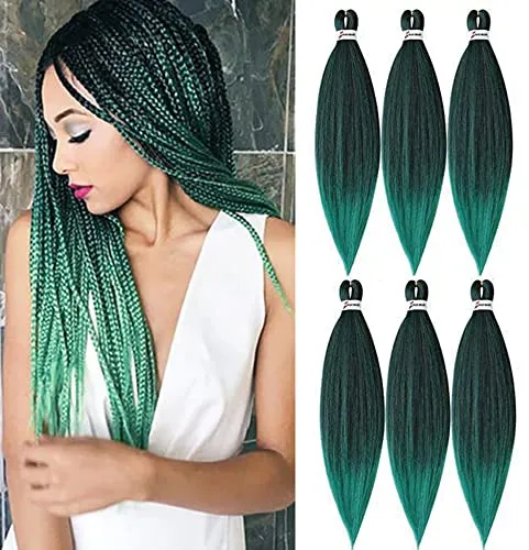 DT CHERYL Pre-stretched Braiding Haar 26 Zoll 6 Packs/Lot Easy Braid Professionelle Kunstfaser Hot Water Setting Professional Soft Yaki Textur Crochet braids extensionT 1B/Green