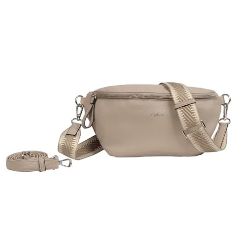 Gabor Bauchtasche Silena, taupe - Hochwertig gewebtes Gurtband - Gürteltaschen mit elegantem Design und filigranem Logo, ideal für modebewusste Frauen. Die Tasche bietet praktischen Stauraum mit Reißverschluss und abnehmbarem Schulterriemen.