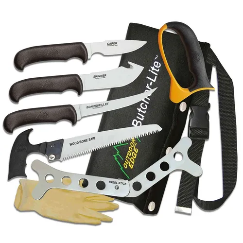 Outdoor Edge Zerwirkset Butcher-Lite – 8-teilig Aufbrechen - Sonstige Jagdmesser & Werkzeuge, 8-teiliges Set für effizientes Aufbrechen, ideal für Jäger und Outdoor-Enthusiasten