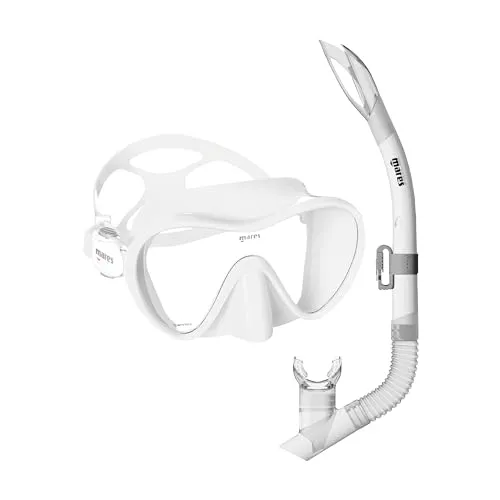 Mares Aquazone Tropical Schnorchelset Weiß - Taucherbrille für Erwachsene mit rahmenloser Silikonmaske und ergonomischem Schnorchel für optimalen Komfort und Sichtfeld. Ideal für Schnorcheltouren und Unterwasserabenteuer.