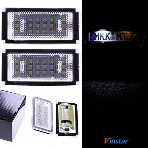 VINSTAR LED Kennzeichenbeleuchtung E-geprüft CAN-Bus 18 LEDs je Modul 6000 Kelvin kompatibel mit passende Modelle in der Produktbeschreibung