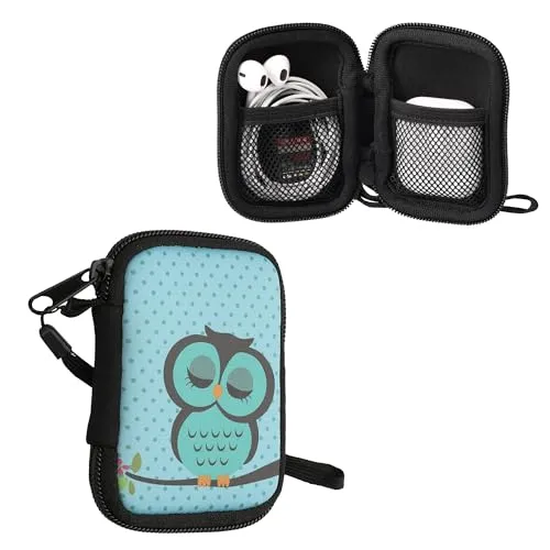 kwmobile In-Ear Kopfhörer Tasche kompatibel mit in-Ear Headphones - Hülle Neopren Cover Case - Innenmaße - Etui in Türkis Braun Mintgrün