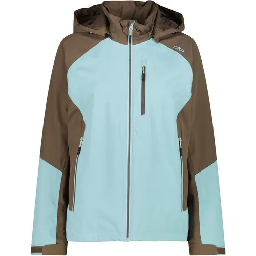 CMP Damenjacke Zip Hood lagoon (E555) 48 – Wasserdicht und Atmungsaktiv - Die CMP Damenjacke ist ideal für Outdoor-Abenteuer. Mit 10.000 mm Wasserdichtigkeit und atmungsaktiven Eigenschaften bietet sie besten Schutz. Praktische Taschen und die PackPocket-Funktion machen sie zum perfekten Begleiter.
