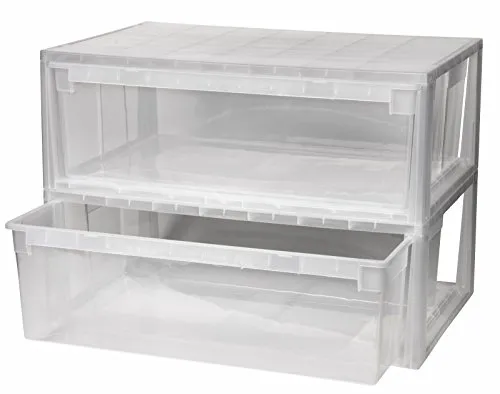 Kreher Schubladenboxen XL - 36 Liter, Set mit 2 Stück - Aufbewahrungsboxen für perfekte Organisation, robust und stapelbar, ideal für Kleidung, Bürobedarf und mehr. Transparentes Design für schnellen Zugriff!