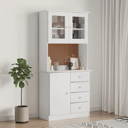 vidaXL Highboard ALTA Weiß 77x35x165 cm aus massivem Kiefernholz
