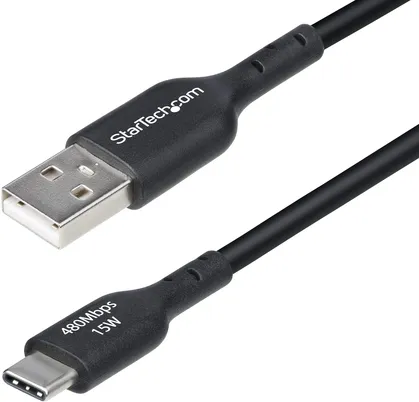 StarTech.com 6in (15cm) USB-A to USB-C Charging Cable, Charger Cord - USB-Kabel - USB (M) zu 24 pin USB-C (M) - USB 2.0 - 3 A - 15 cm - Charge and Sync, USB Fast Charge (15W), passiv - Schwarz (USB2AC15CMBK)