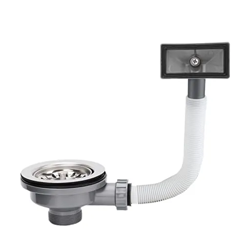 Produktbild ZINGKING Küchenspüle Ablaufgarnitur mit Überlauf, 114 mm Edelstahl Küchenspüle, Überlauf-Set, quadratische Schnittstelle (quadratisch)