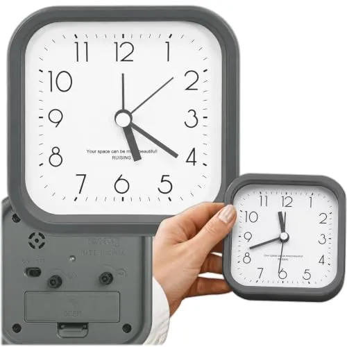 KRUMAD Wecker Analog ohne Ticken, Reisewecker, Schulanfänger, Uhr, Clock | Klein, Mechanischer, Alarm, Batteriebetrieben, 10x10x4,5 cm, mit Snooze Funktion, Lautstärkeregelung, Vintage