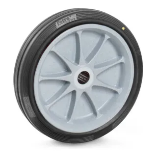 FETRA ESD-Vollgummirad 260x56 mm - Rille, Rollenlager - Hochwertiges ESD-Vollgummirad auf Kunststoff-Felge, ideal für sichere Anwendungen. Mit Rollenlager für müheloses Bewegen und Stabilität.