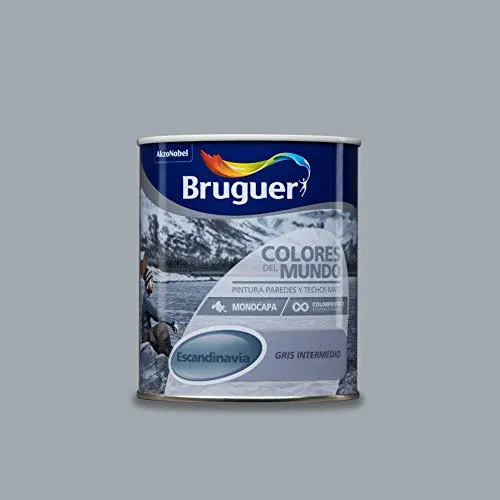 Bruguer Farben der Welt, einschichtige Wandfarbe Skandinavien, mittelgrau, 750 ml