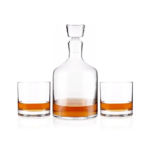 Leonardo Ambrogio Whisky-Set 3-teilig - Bechersets: Exquisites Whisky-Set mit 2 Gläsern und einer eleganten Karaffe, ideal für Whisky-Liebhaber und perfekt für den täglichen Gebrauch.