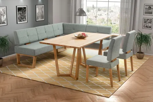 OTTO home Eckbankgruppe Ponza Eckbank Küchenbank, (Set, 4-tlg), Sitzgruppe Esszimmer Stühle Tisch und Bank bequem gepolstert