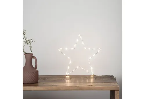 Lights4fun 30er LED Osby Stern - 23cm weißer Metall Stern mit 30 warmweißen LEDs, batteriebetrieben mit 6 Stunden Timer für gemütliche Weihnachtsstimmung