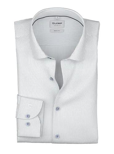 OLYMP Langarmhemd Level Five Businesshemd, Kentkragen, body fit blau 40 - Elegantes Langarmhemd in Marineblau mit Kentkragen und körpernahem Schnitt. Ideal für den professionellen Einsatz, bietet es hohen Tragekomfort dank hochwertiger Baumwollmischung.
