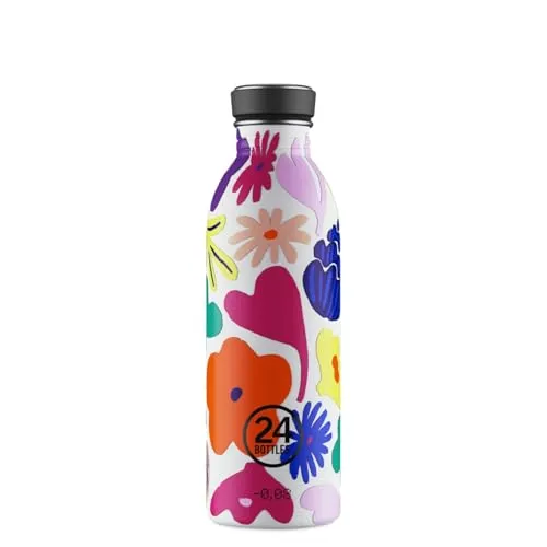 24Bottles Urban Bottle Acqua Fiorita 500ml - Trinkflaschen – Leichte Edelstahlflasche im floralen Design für Schule, Arbeit oder unterwegs, kombiniert Nachhaltigkeit mit Stil und bietet höchsten Trinkkomfort.