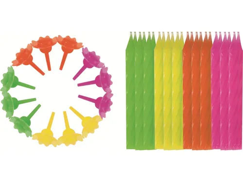 Produktbild STYLEX 24 Geburtstagskerzen inkl. 12 Kerzenhalter Feier Geburtstag Kuchen Kerze