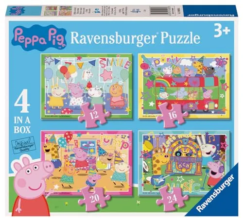 Ravensburger Ravensburger Puzzles Peppa Wutz, 4er-Pack, Puzzle, 3 Jahre oder älter, Geschenk für Kinder von 3 Jahren oder mehr als 72 Teilen, Kinderpuzzle mit 19 x 14 cm
