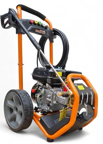 Strahlemann Benzin Hochdruckreiniger SM-LB180D - Hochdruckreiniger mit 7 PS und 220 bar Druck, ideal für anspruchsvolle Reinigungsarbeiten im Garten, Auto und auf der Terrasse. Inkl. 5 Düsen für vielseitige Anwendungen.