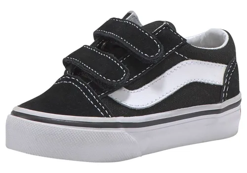 Vans Old Skool Sneaker mit Klettverschluss für Kleinkinder - Sneaker für Kleinkinder in Größe 26,5, schwarz-weiß, mit praktischem Klettverschluss für einfaches An- und Ausziehen, ideal für kleine Skateboard-Fans.
