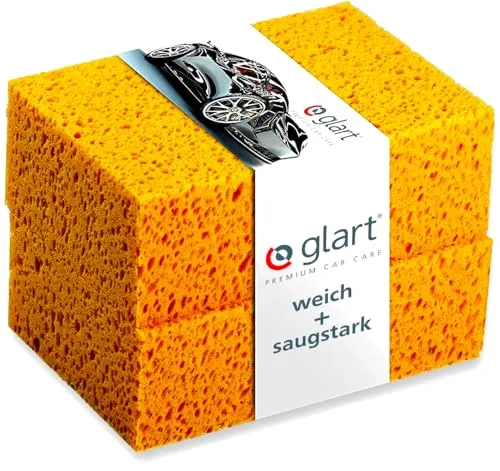 Glart 44WSN Auto Waschschwamm 2er Set – PU-Schaum Schwämme 18x12x6 cm – saugstark, kratzfrei, lackschonend – Zubehör für Autowäsche, Felgen, Lack, Glas – weich, waschbar, formstabil, benzinresistent