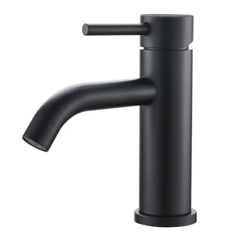 Ibergrif Badarmatur Waschbecken Schwarz - Waschtischarmatur 69 mm Auslauf, Einhebelmischer Wasserhahn, Mischbatterie, Warm- und Kaltwasser, Wassersparend, M11003B
