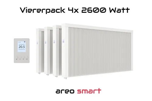 eVARMO areo smart 2600W Elektro-Heizkörper Paketset - Entdecke die effiziente eVARMO areo smart Flächenspeicherheizung mit 2600W. Profitier von attraktiven Set-Angeboten und intelligentem Heizkomfort – für angenehme Wärme bei niedrigem Stromverbrauch.